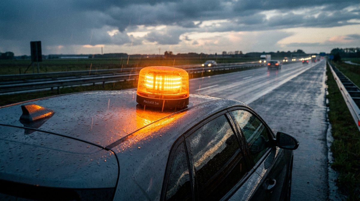 Snelweg bij nacht — Belgische pechstrook